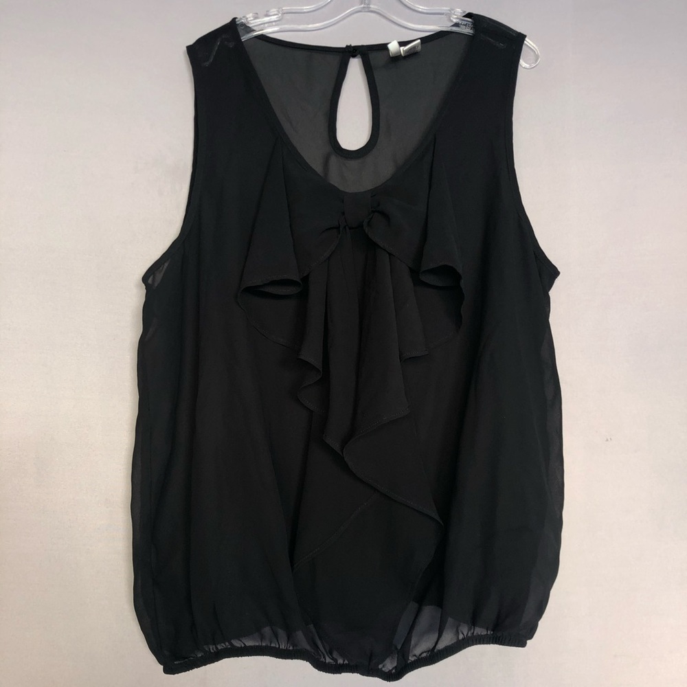 6 Degrees sheer black tank top with bow